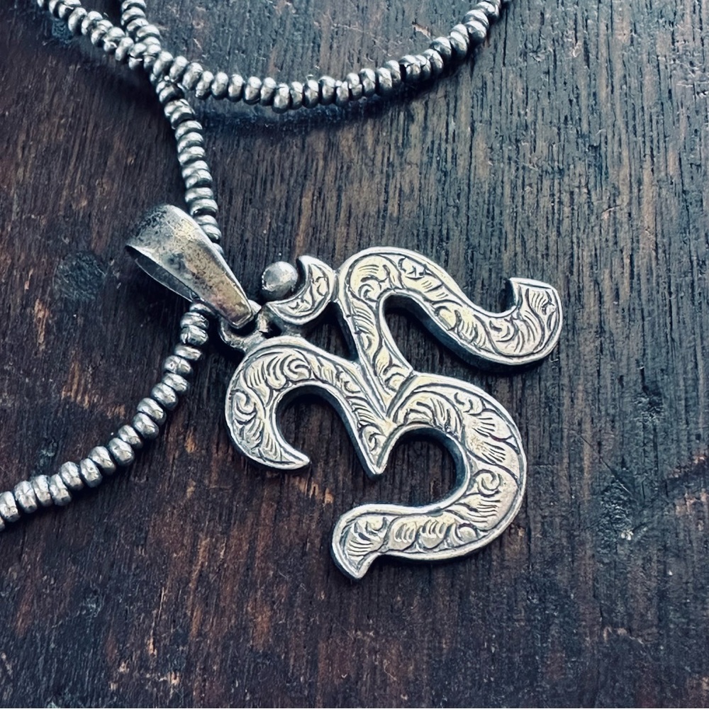 Sterling Silver Ohm Pendant and Beaded Chain 16” - Picture 13 of 15
